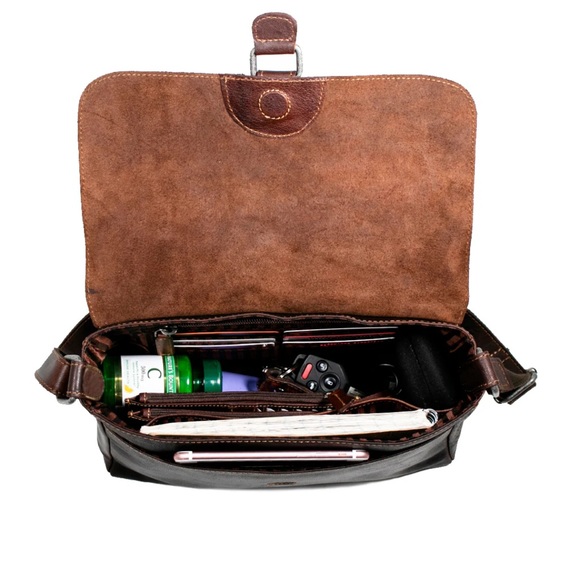 Jack George’s Voyager Olivia Crossbody Bag Brown Hand Stained Buffalo Leather - Picture 16 of 16